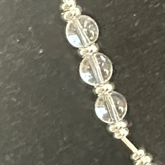 925 sterling Silver and Clear Jade Beaded Necklace - Picture 2 of 6